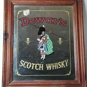 Vintage Dewars Scotch Whiskey Bar Mirror Promotional Pub Tavern Man Cave Decor